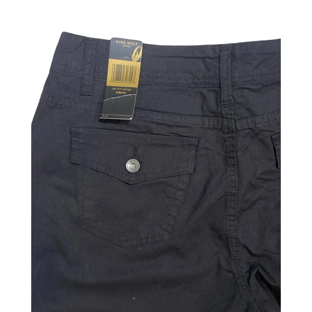 Nine West Jeans Women‎ 14 Black Capri Pants Stretch Cropped Cuffed New Tag